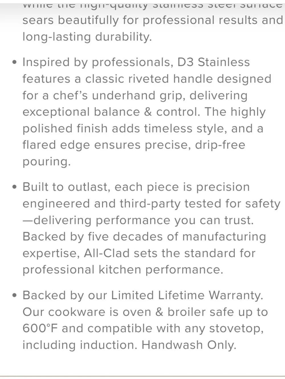 All-Clad D3 Stainless Steel 3-Ply Bonded 10